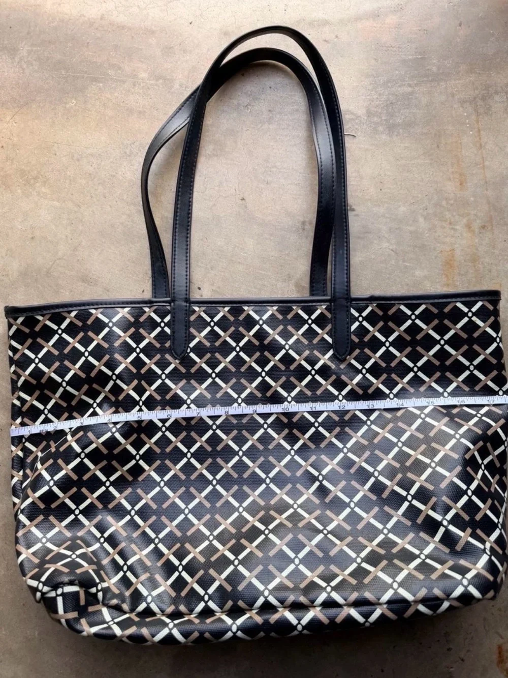 A New Day Black Geometric Lattice Pattern Tote Bag - Chic Everyday Carry